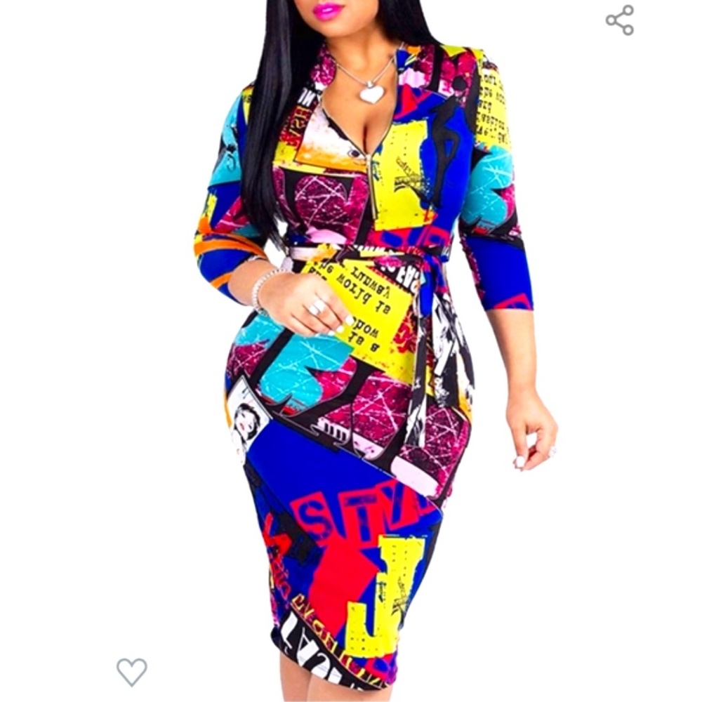 Sexy Magazine Printed Bodycon Dress